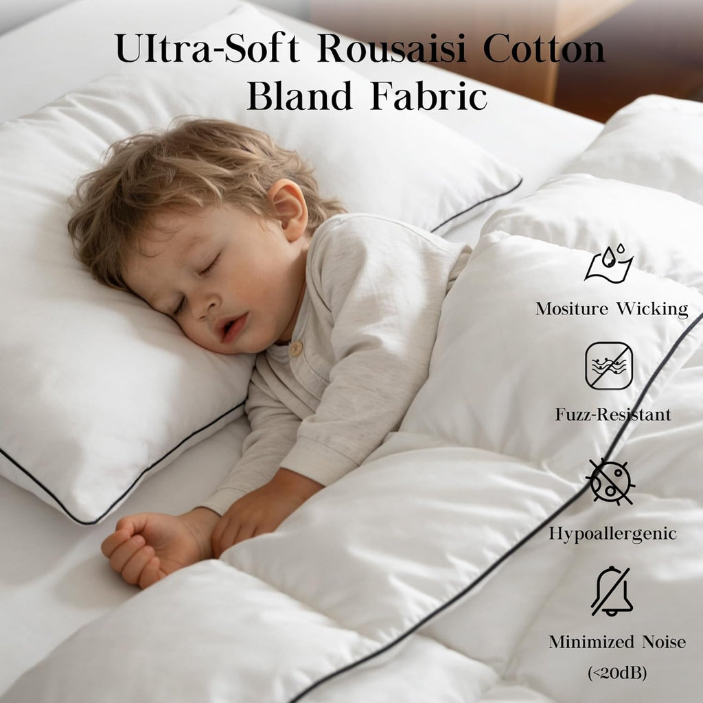 Feather Down Fiber Comforter Twin,Premium Ultra-Soft Breathable Comforter High Fill Power Grey Duvet