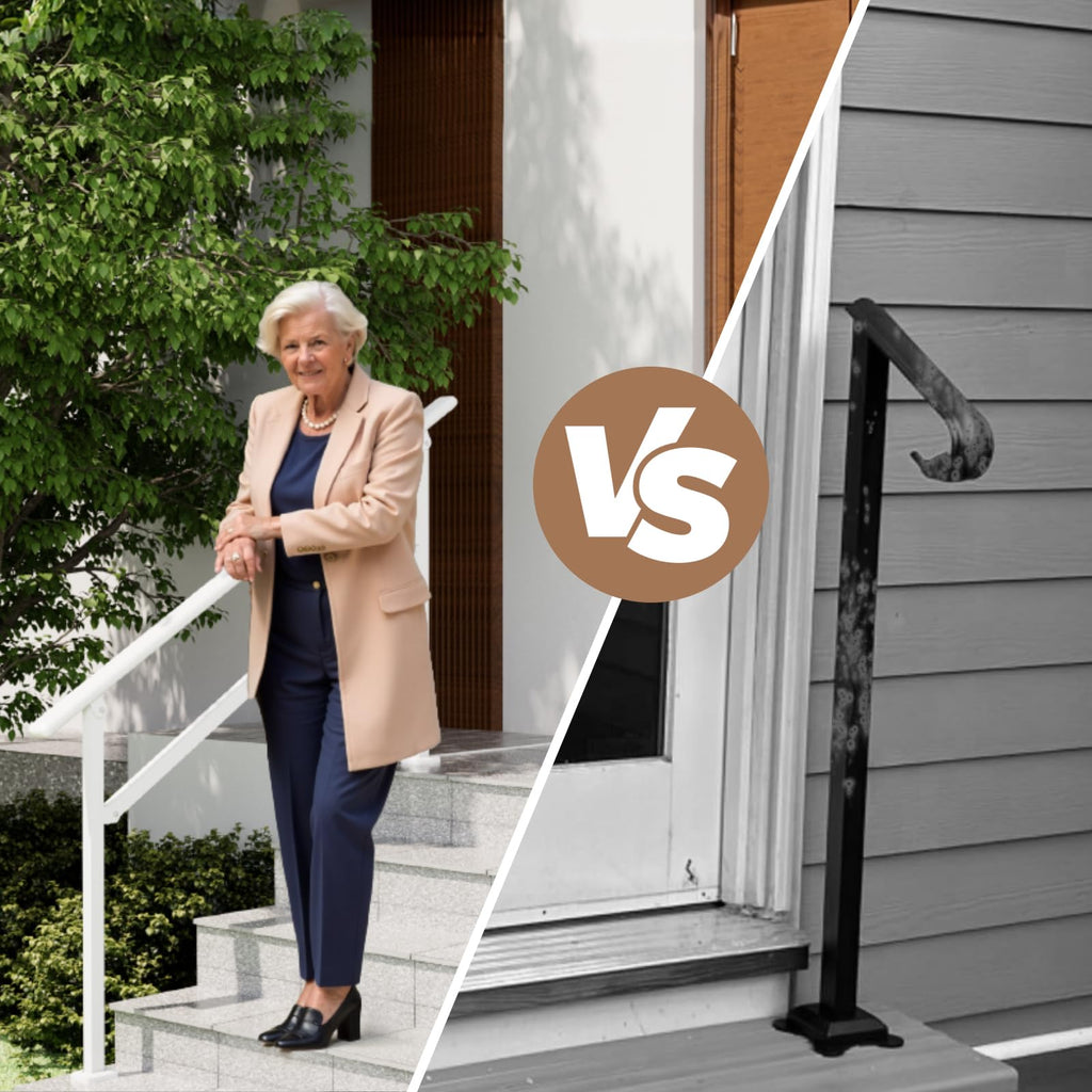 4-5 Step Hand Rails for Outdoor Steps White