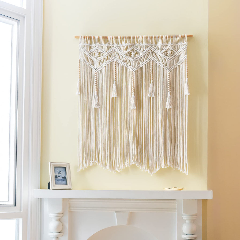 Macrame Wall Hanging Large Boho Decor Woven Wall Tapestry Chic Art Tassel Christmas Decoration for Backdrop over Bed