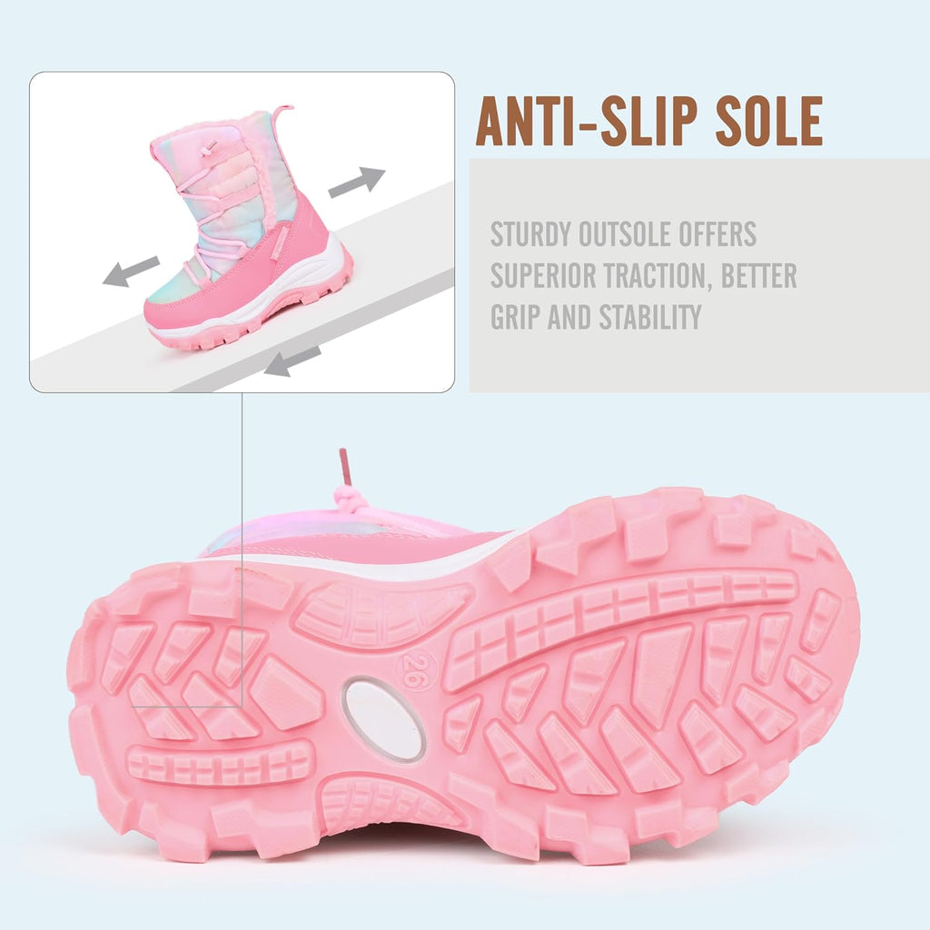 Kids Outdoor Winter Snow Boots, Warm Fur Lined