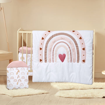 4 Pieces Baby Crib Bedding Set, Standard Nursery Size Soft, Boho