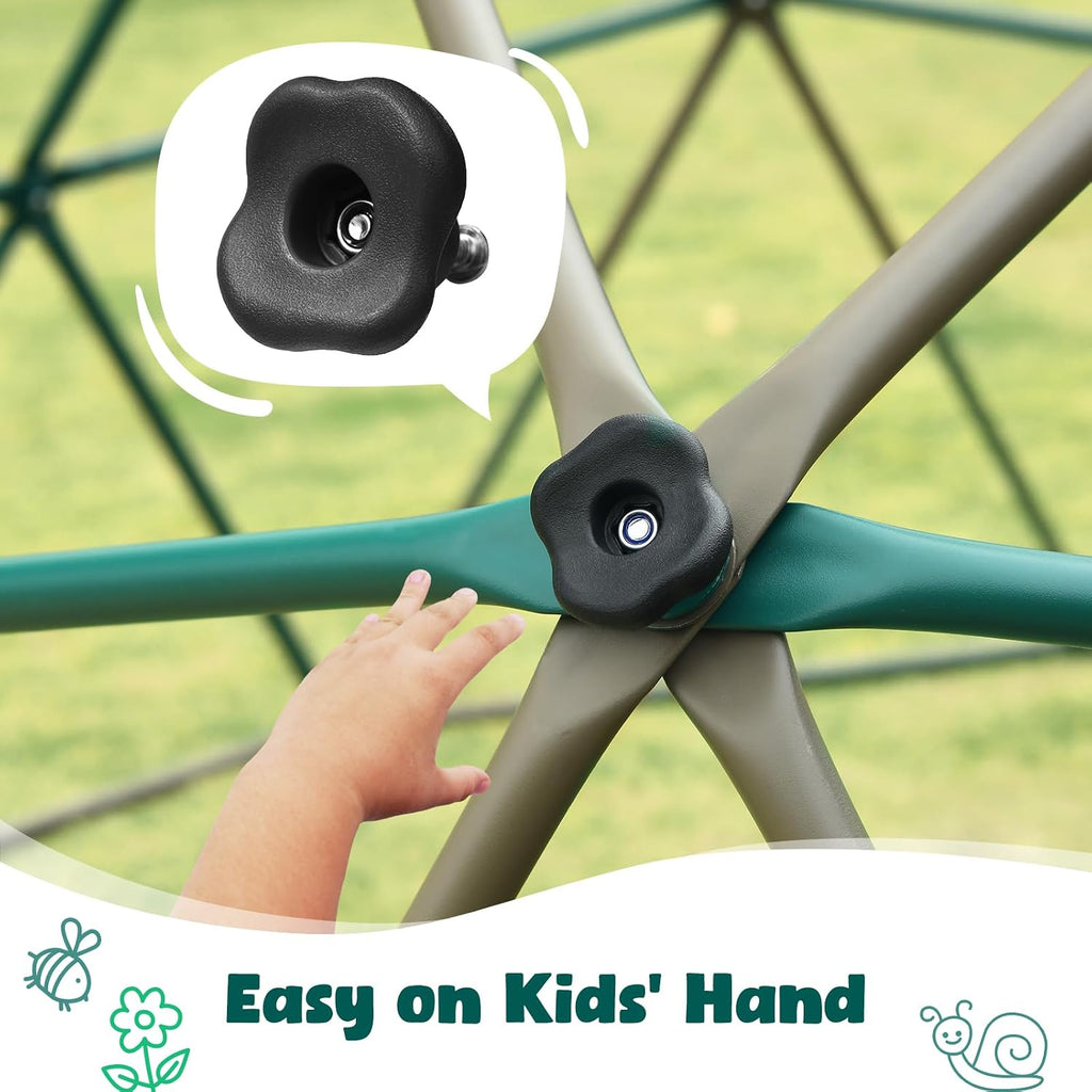 10 ft Climbing Dome Swing Set with Saucer Swing for Kids Outdoor | ASTM Certified Jungle Gym with 3D Assembly Video