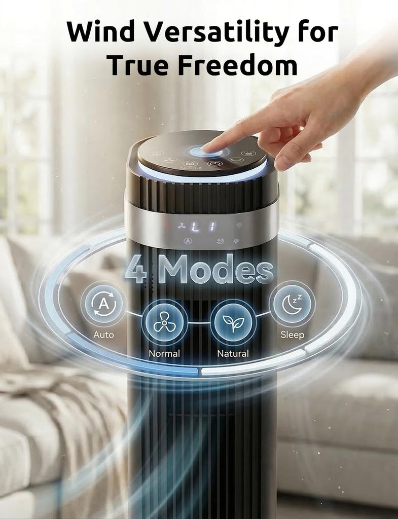 Tower Fan , Oscillating Bladeless Fan with Remote, 5 Speeds 4 Modes Quiet Fan 28dB, 22.3ft/s High Velocity,12H Timer