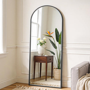 Arched Full Length Mirror with Stand, 60"x16" Full Body Mirror