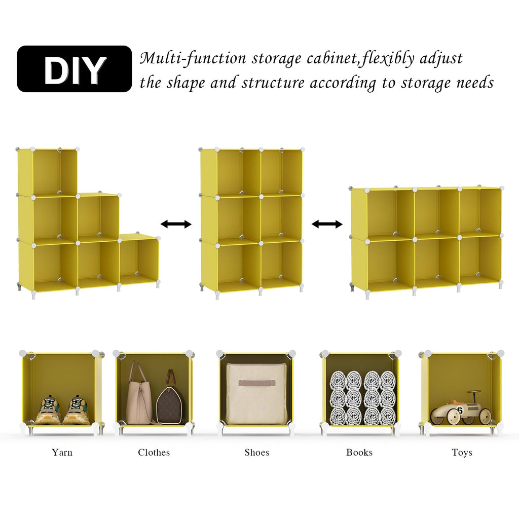 Cube Storage Organizer, 6 Cube Closet Storage Shelves, Yellow