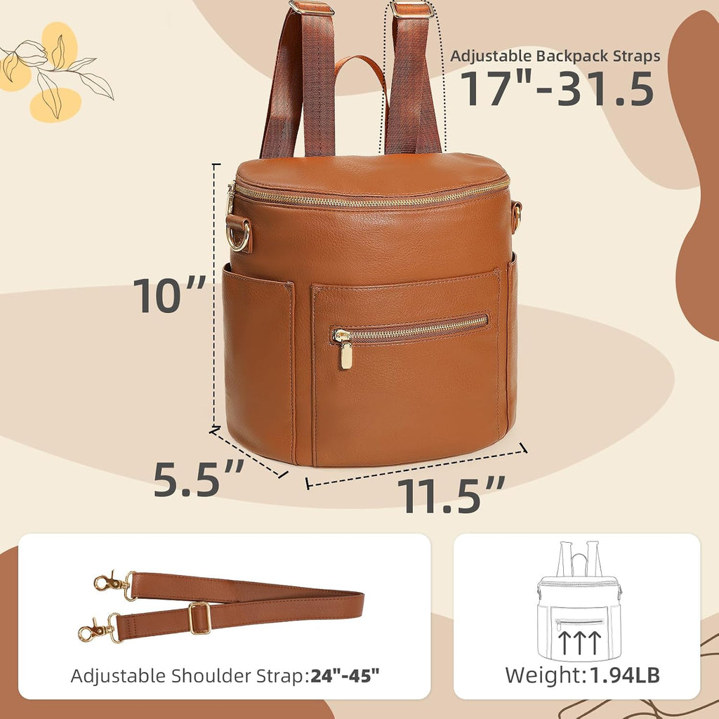 Small Diaper Bag Mini Diaper Bag, Leather Diaper Bag Backpack Mini Backpack with 14 Pockets Insulated Pockets &