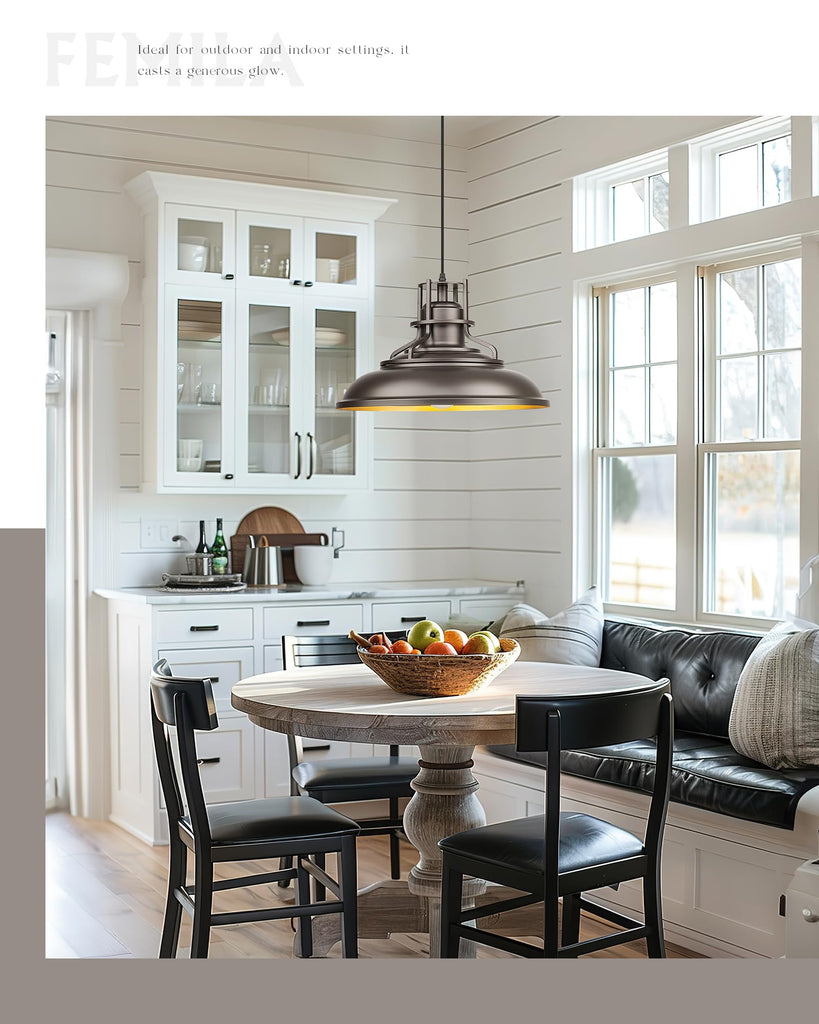 18" Outdoor Pendant Lights for Porch, Farmhouse Pendant Light, Barn Vintage Hanging Light Fixture Island, Adjustable