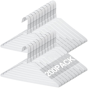 200 Pcs Wire Hangers Bulk Dry Cleaner Hangers, White