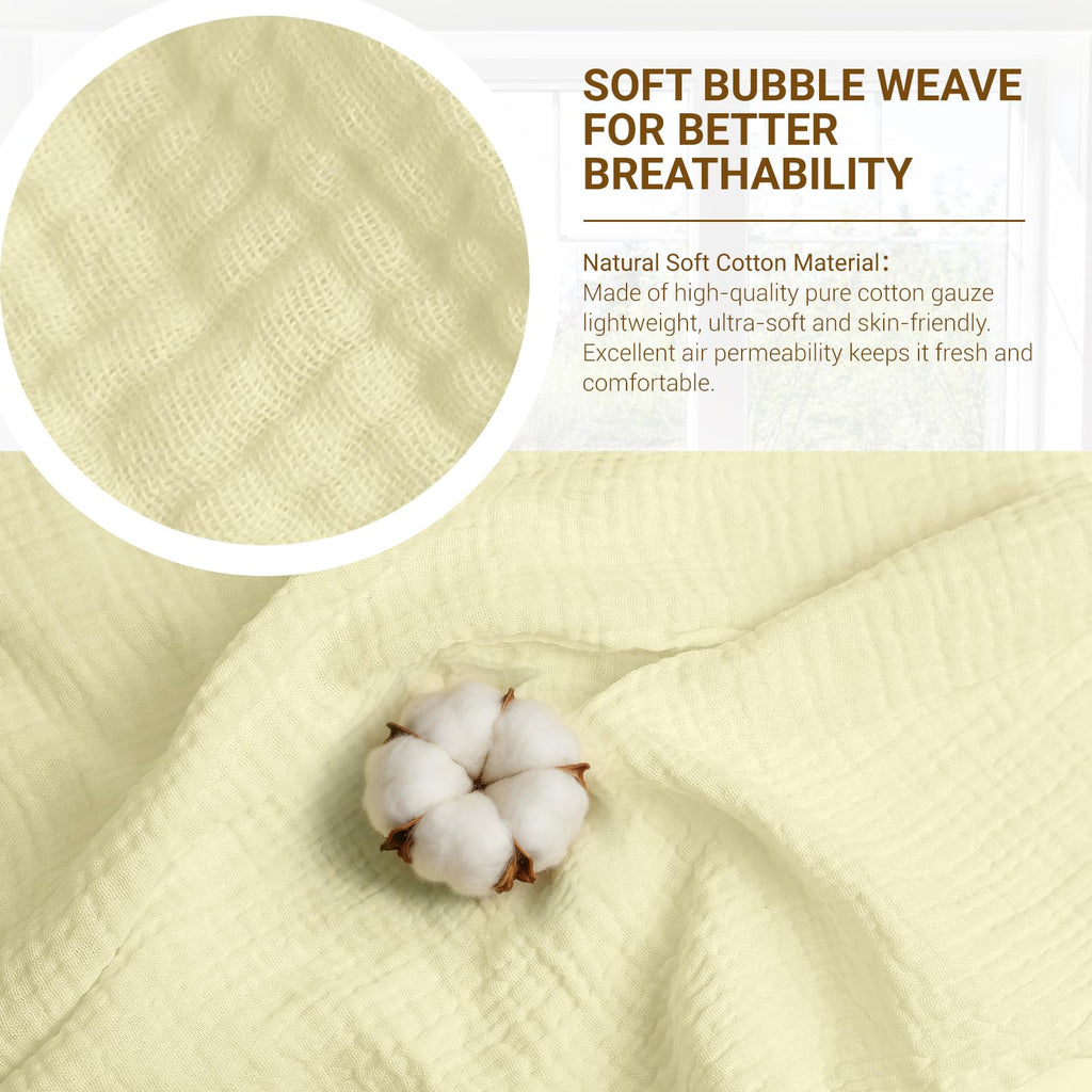 Double Gauze Cotton Fabric by the Yard, Cotton Muslin Fabric for DIY Craft & Sewing Material Like Dress, Towel
