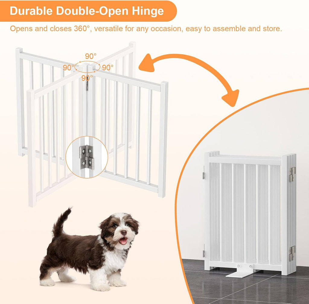 Short Dog Gate Indoor, 16" High Freestanding Small Dog Door Gates with Support Feet, Expands Up to 48'' Wide Foldable