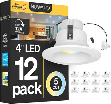 12 Pack 4 Inch Retrofit MR16 LED Recessed Lighting 2700K-5000K, ETL