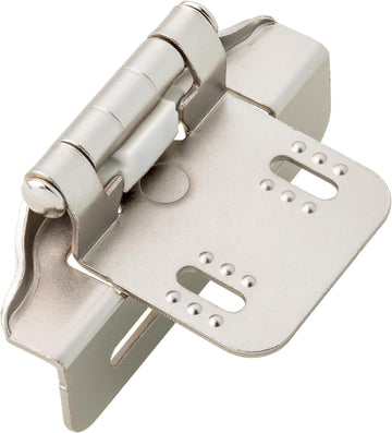 (10-Pack) Self-Closing Cabinet Hinges Semi-Wrap 1/4' Overlay Doors Kitchen/Cabinets/Cupboards/Furniture Satin Nickel