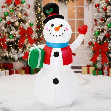 4FT Box Snowman Indoor and Outdoor Inflatable Decoration