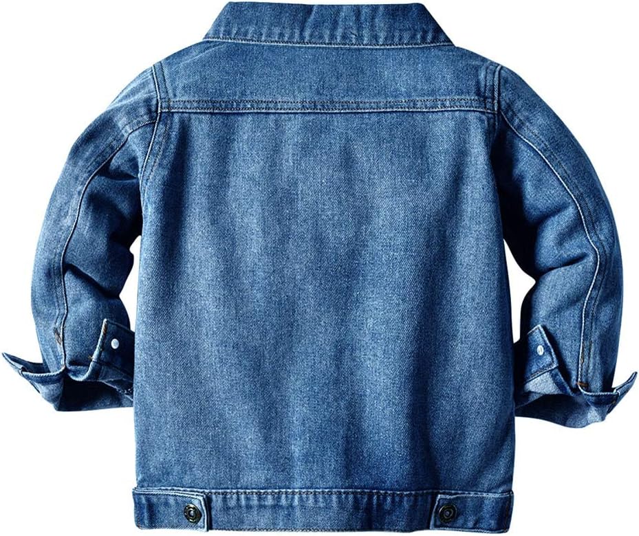 Toddler Kid Baby Boys Girls Denim Jacket Long Sleeve Button Down Jeans Coat Cowboy Overcoat Hoodie Casual Outwear