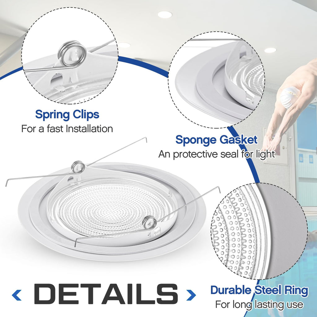4 Pcs 6'' Shower Trim for Recessed Light Cover, White