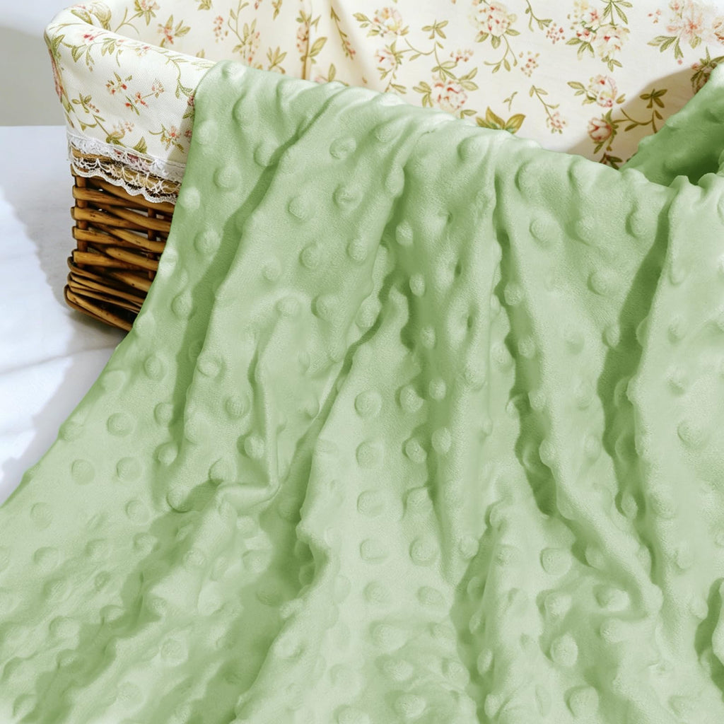 3 Yards Minky Dot Fabric 60 Inch Wide Fleece Plush Sage Green