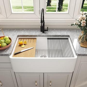 33 Inch White Farmhouse Sink Single Bowl Kitchen Sink