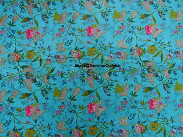Cotton Hand Block Printed Fabric, Cotton Voile Fabric for Sewing, Crafting, Dressmaking, Running Natural Dye Sanganeri