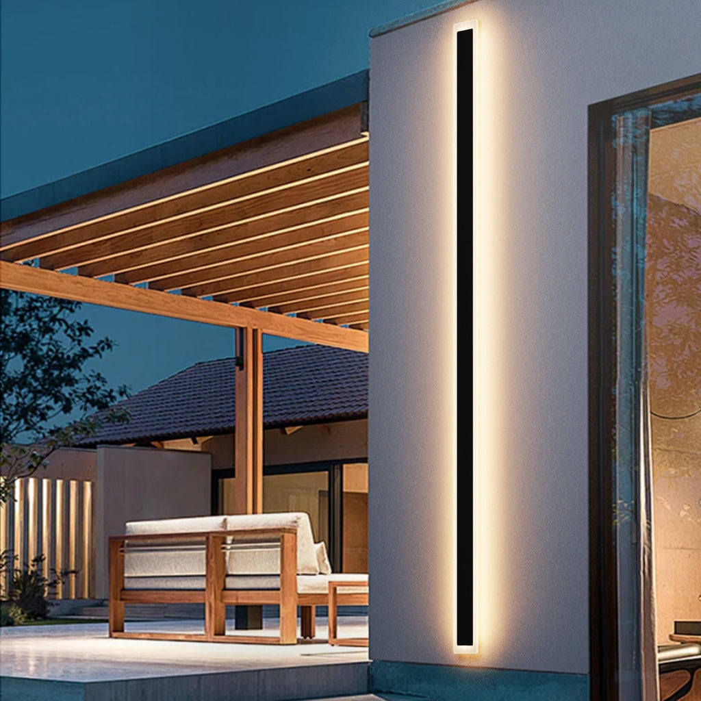 Outdoor Wall Sconces 39.4in LED Modern Porch Patio Wall Light Fixture 1 Pack Black Exterior Wall Lights 30W Long