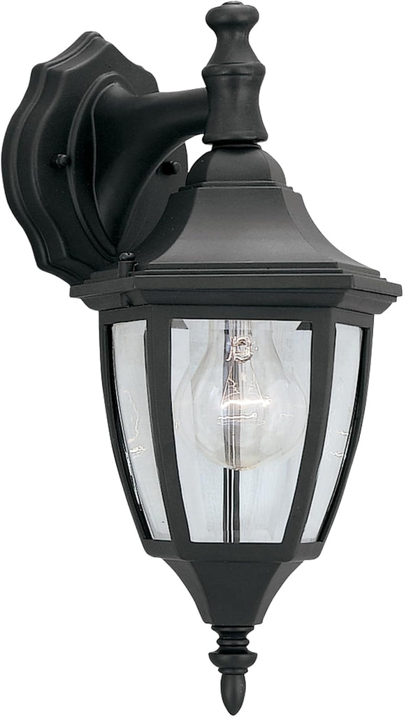 Waterbury Outdoor Light Fixture, 14.25 Inch Exterior Wall Lantern Sconce for Front Door, Patio and Porch, Black, 2461-BK