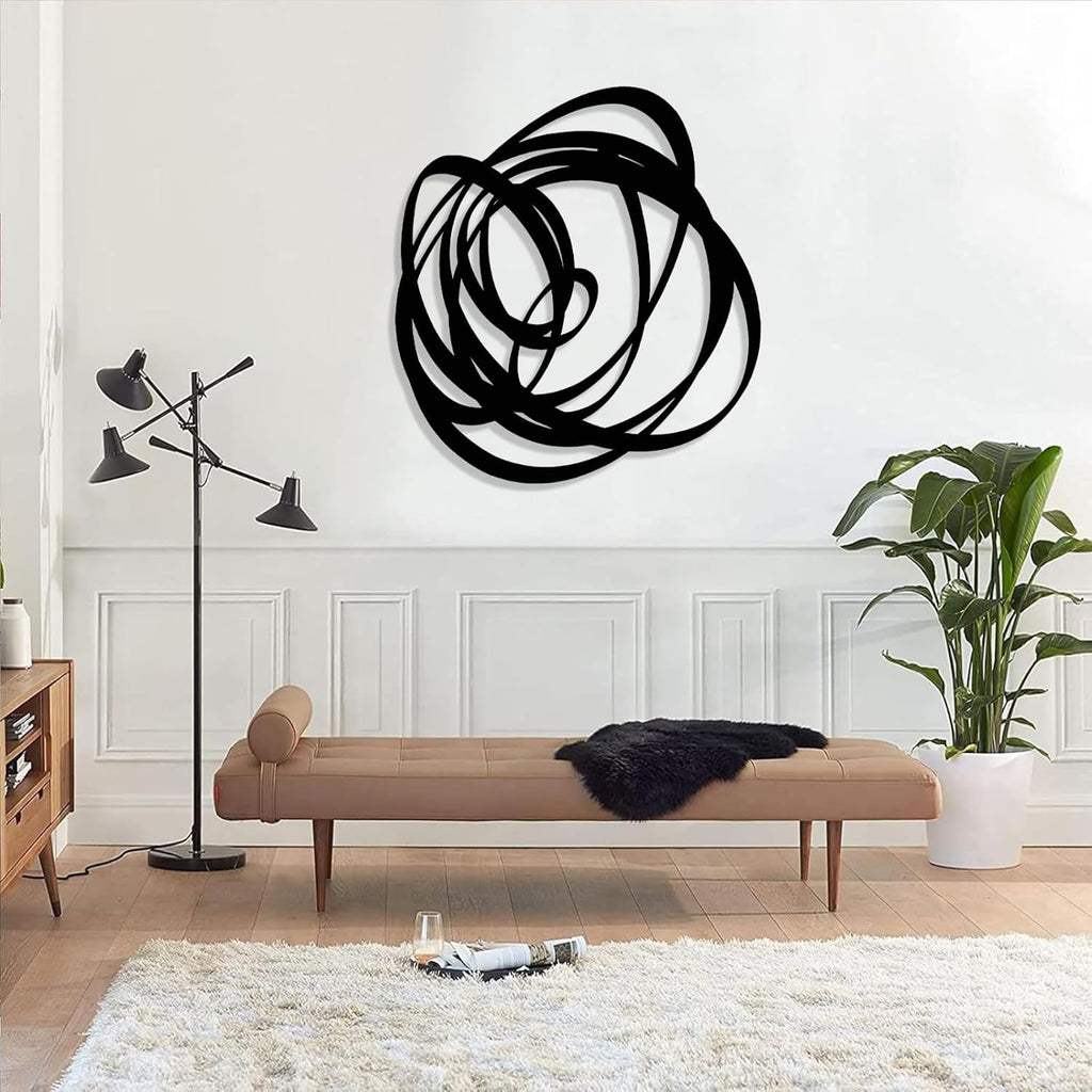 Abstract Metal Wall Art, Modern Art Decor, Unique Metal Wall Decor (Black, 19"x17" | 47x43.5 cm)