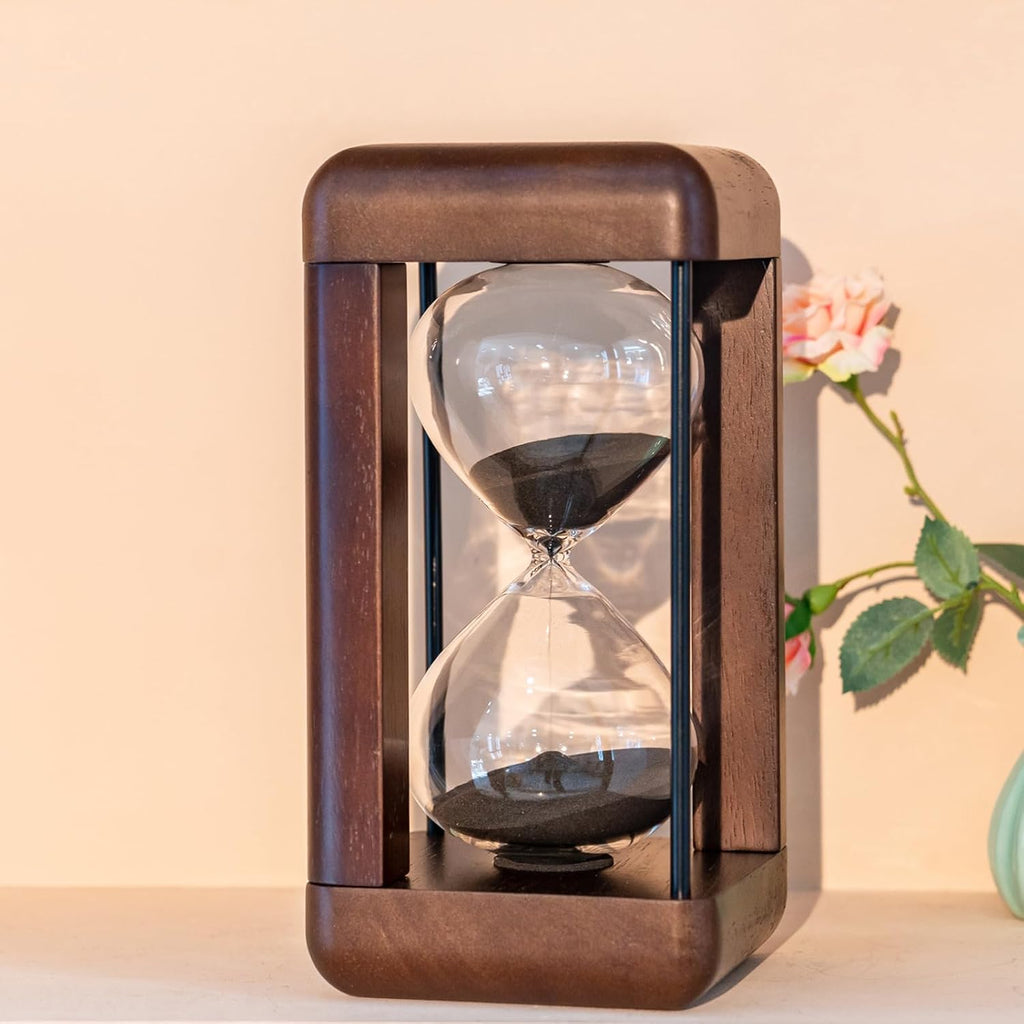Large Premium Walnut Hourglass,60 Minutes Sand Timers,Hour Glass with Sand Timer for Gift,Hourglass Decor