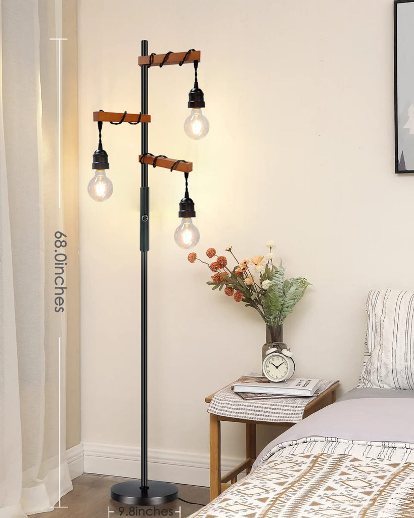 Dimmable Industrial Floor Lamp, Modern Farmhouse Tree Standing Lamps Bedroom Office Rustic Home Decor