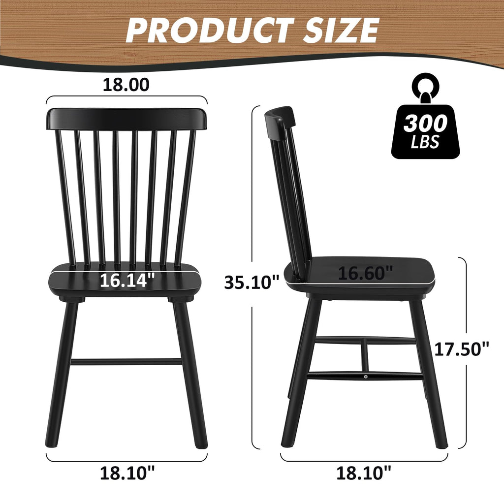 Windsor Dining Chair Set of 4, Spindle Back Wooden Chairs, Farmhouse Country Wooden Dining Chairs for Dining Living