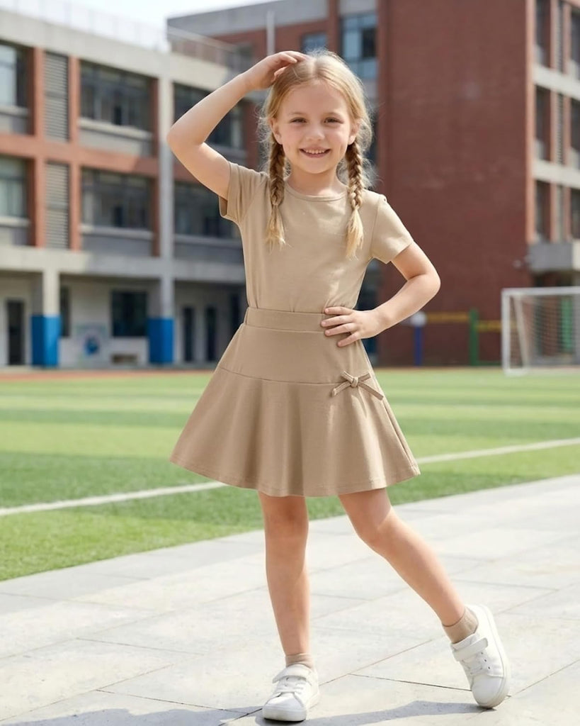 School Uniform Skirts: High Elastic Waist Mini Pleated Skirt Casual Stretch Skater Skort for Girls