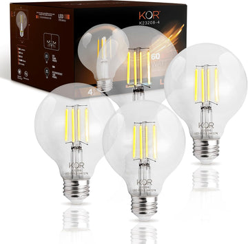 G25 LED Globe Light Bulbs, 60W Equivalent, 2700K, Dimmable, 4-Pack