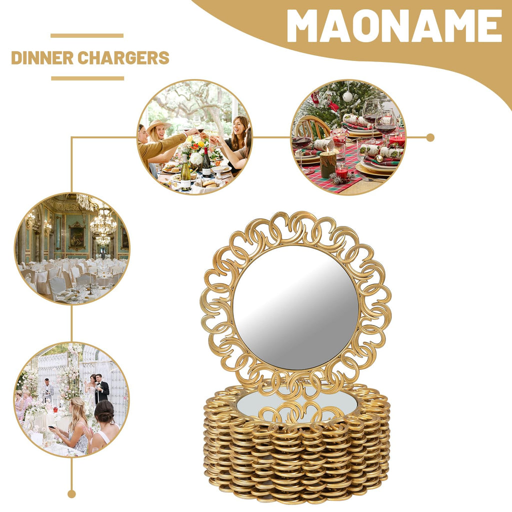 Set of 12, Mirror Charger for Dinner Plates