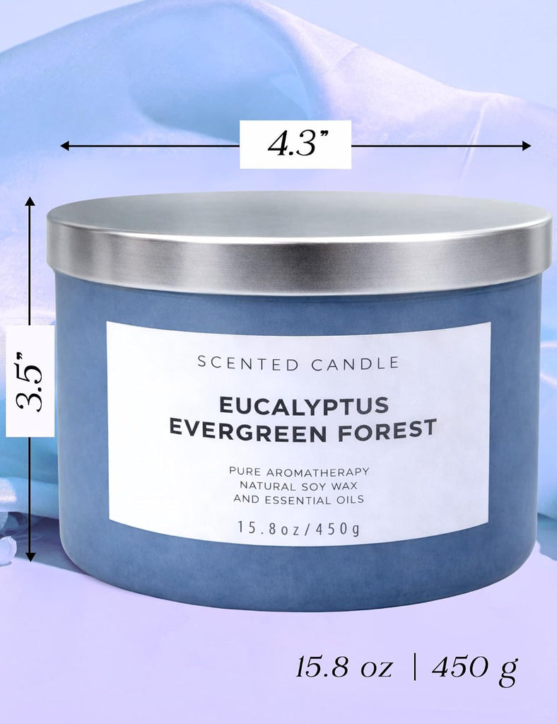 Eucalyptus Evergreen Forest Scented Candle, 3-Wick Soy, 15.8 oz - Set of 158