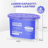 Moisture Absorber Boxes 6 Pack, 10 Oz Dehumidifier for Closet & Bathroom, Humidity Absorber for Wardrobe, Bedroom