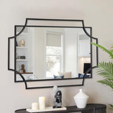 Black Wall Mirror , 36''X24'' Black Bathroom Mirror with Metal Frame, Antique Decorative Mirror Decor