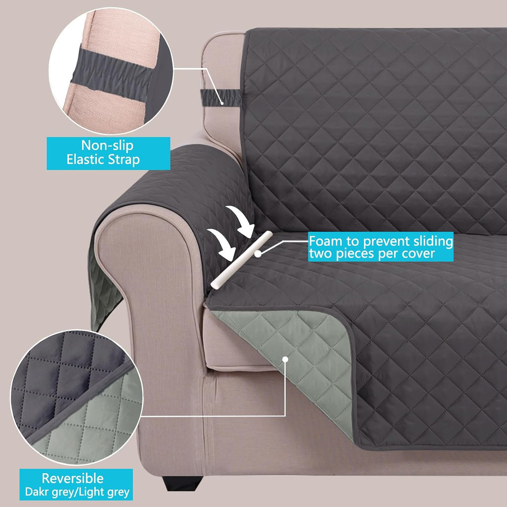 Reversible Sofa Cover or Dogs, Dark Grey/Light Grey