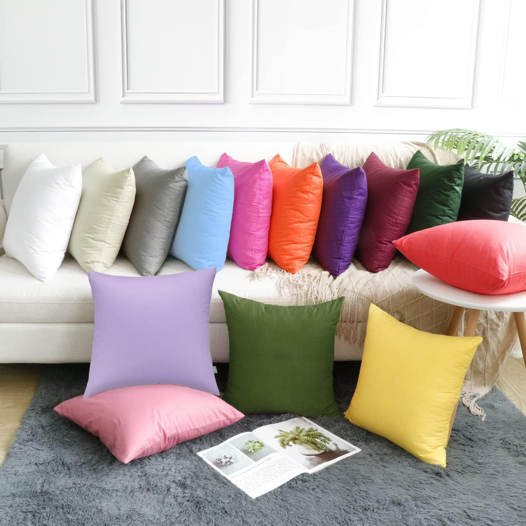 4-Pack 100% Cotton Comfortable Solid Decorative Throw Pillow Case, Square Cushion Cover Pillowcase Sublimation Blank