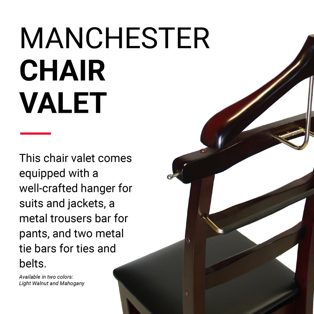 Products - Manchester Chair Valet, Office Chair with Hanger & Valet, Accessory & Clothes Organizer (Mahogany)