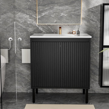 30" Freestanding Bathroom Vanity with Ceramic Sink