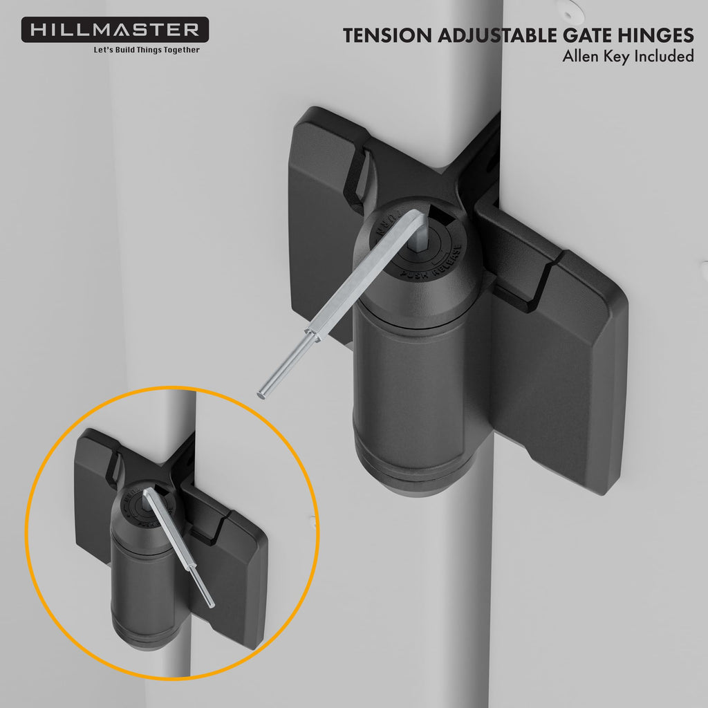 Heavy Duty Self Closing Nylon Gate Hinges for Square-to-Square Vinyl Fence, Pool Gate Hinges with Alignment Legs, No
