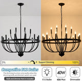 Black Chandelier 18-Light Industrial Iron Candle Chandelier Modern Suspended Farmhouse Chandeliers Pendant Light Fixtures for Dining Room Bedroom Living Room Kitchen Island Foyer E12 Bulb A109-B0CNGGNY2T