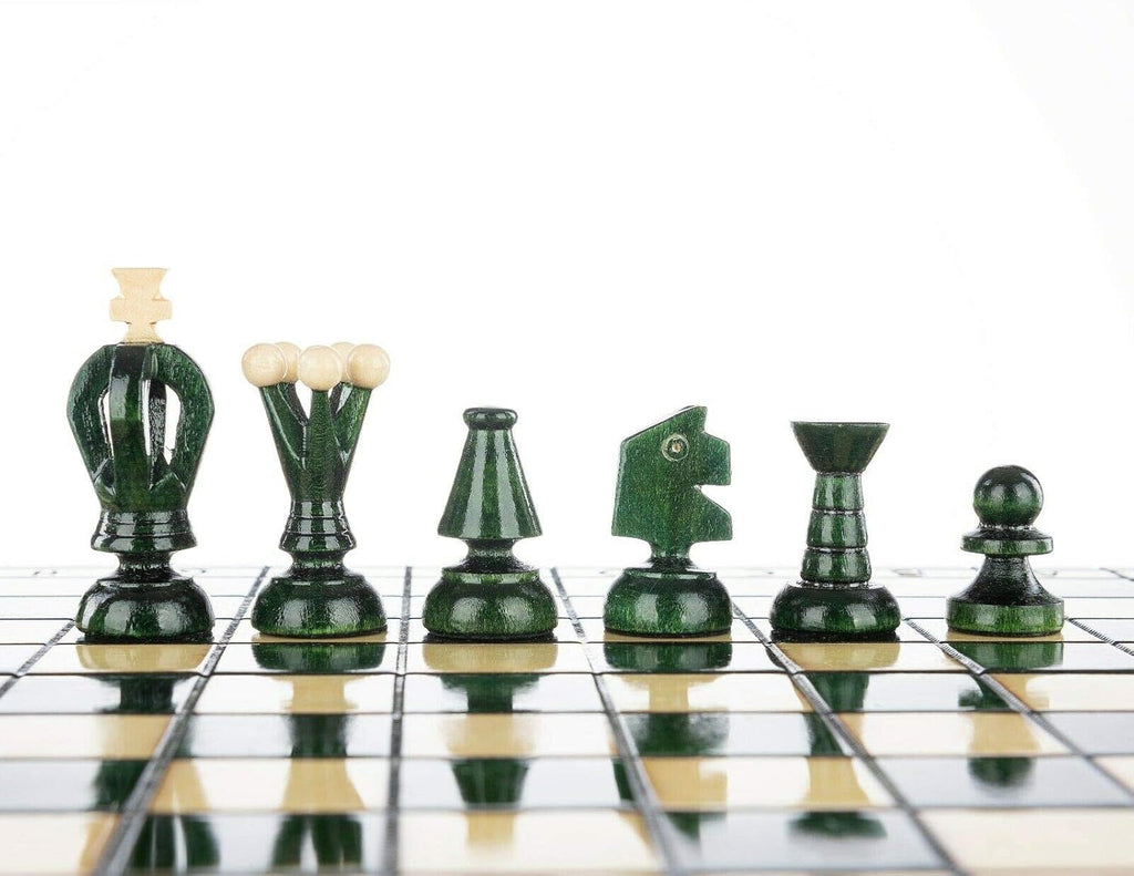 Wooden Chess Set Paris Apple Wooden International Board Vintage Carved Pieces - 14 inches