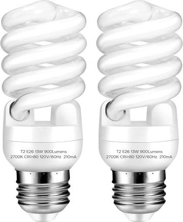 E26 Base 13W 2700K 900lm CFL Light Bulbs Warm White