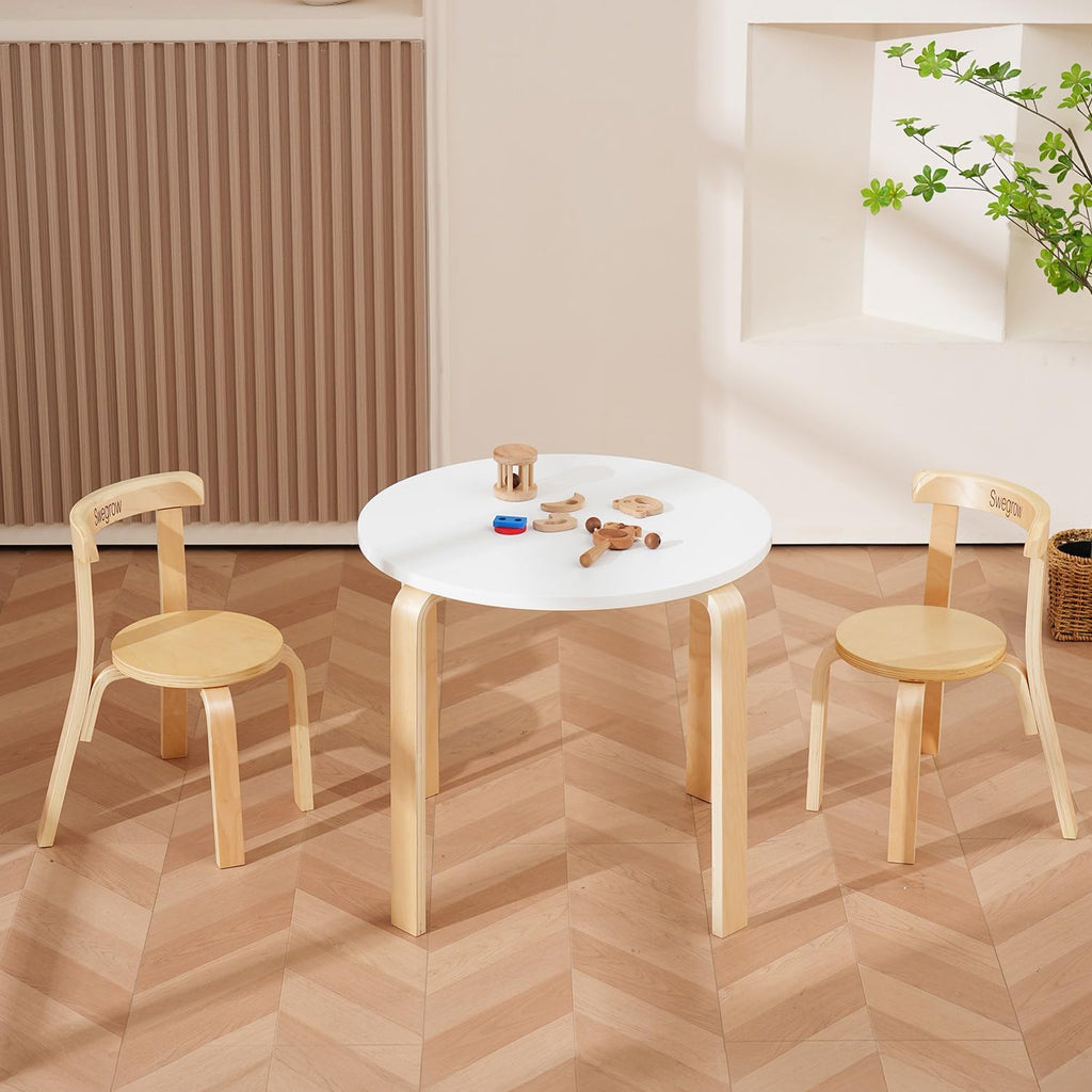 Kids Table and 2 Chairs Set, Wooden Table and Chairs for Kids & Toddler,Kid Wooden Furniture