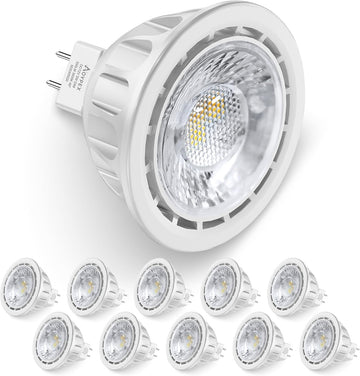 10 Pack Dimmable MR16 LED Bulbs, 12V 5W(50-Watt Equivalent), 3000K Warm White, GU5.3 Bi-Pin Base, 40-Degree