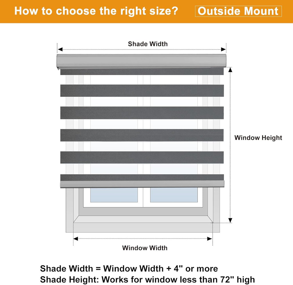 Cordless Zebra Blinds for Windows (46" W X 64" H, Grey) Free-Stop Windows Shades Dual Layer Light Control for Day and Night, Light Filtering Sheer Shades for Home, Easy to Install