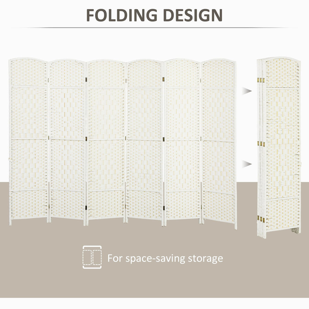 Room Divider Freestanding 6 Ft 6 Panel Folding Privacy Screen White