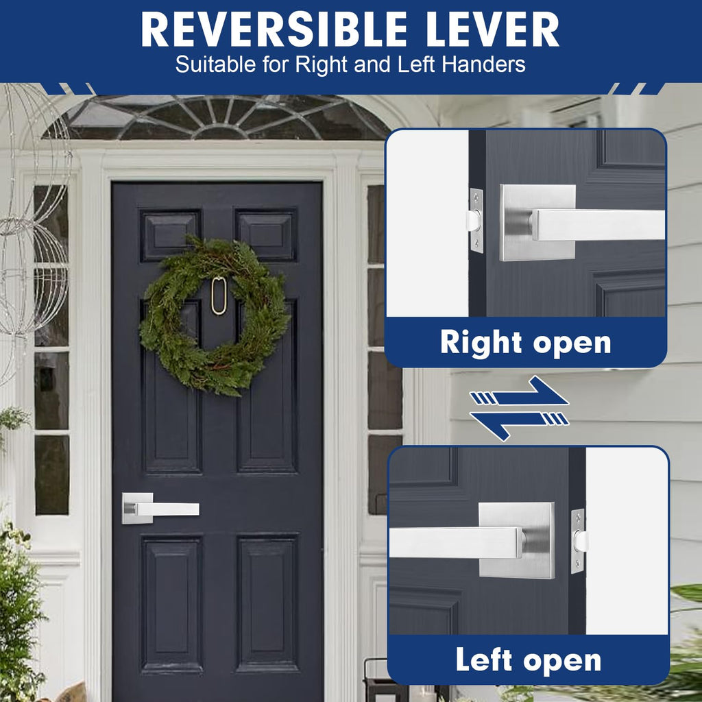 Satin Nickel Passage Door Levers, 2 Pack Heavy-Duty Interior Handles