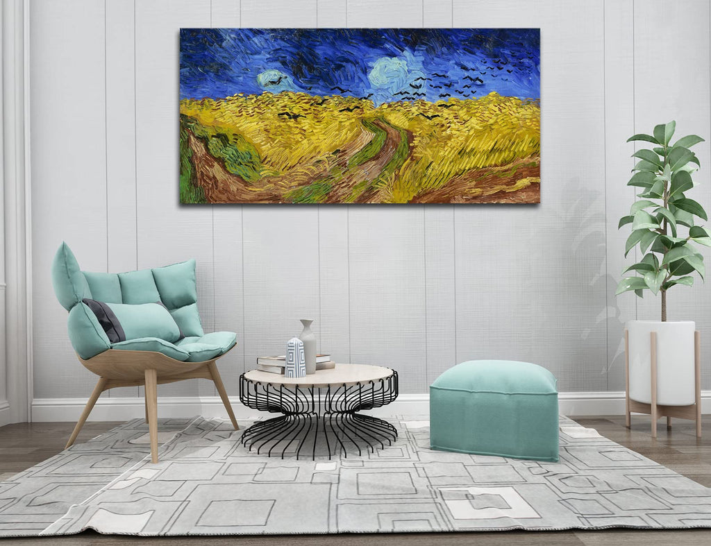 Vincent Van Gogh Canvas Wall Art, Wheatfield with Crows Famous Painting Print, Large Classic Artwork Picture Decor