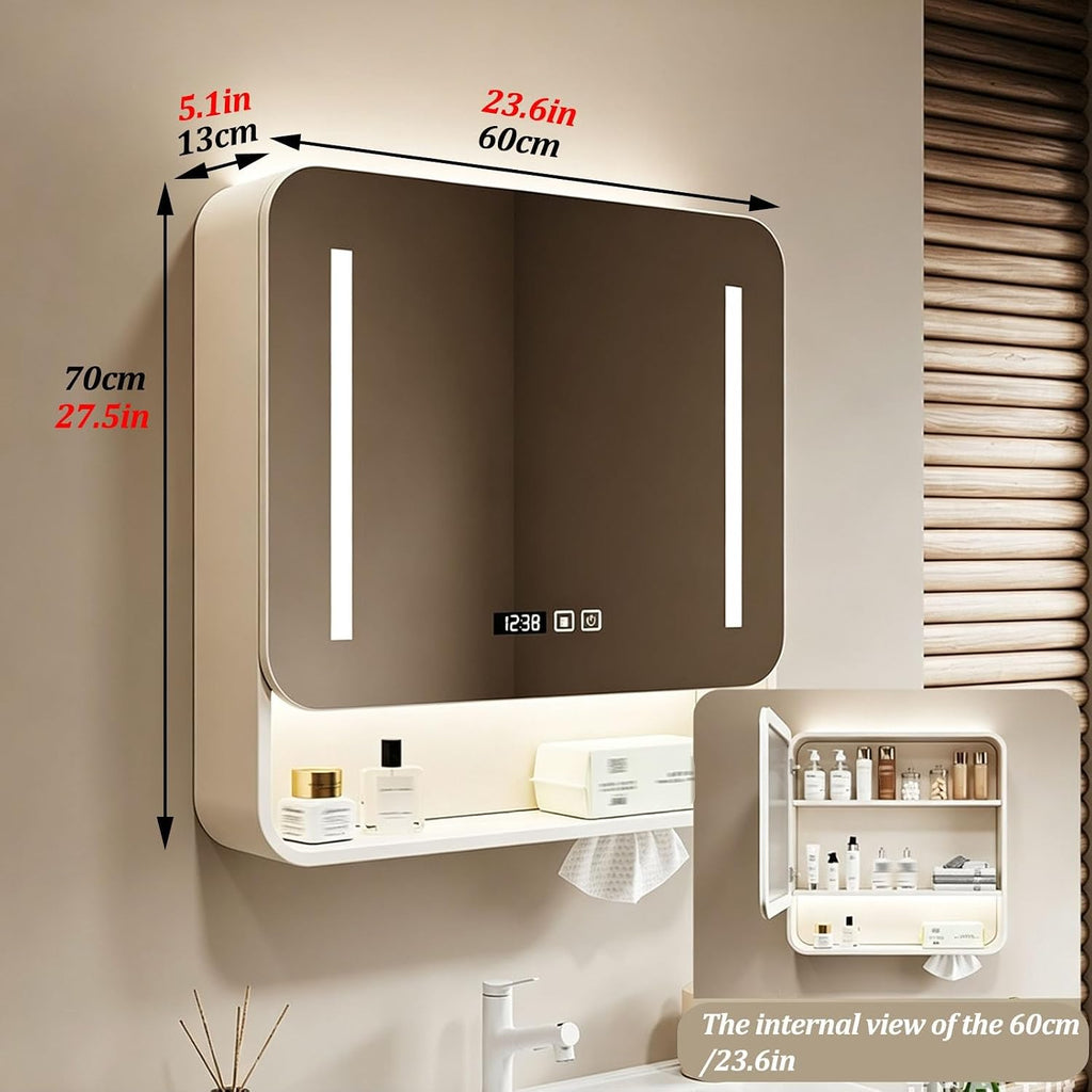 Smart LED Bathroom Medicine Cabinet with Mirror,Carbon Steel Mirror Cabinet | Bathroom Medicine Mirror Cabinet with
