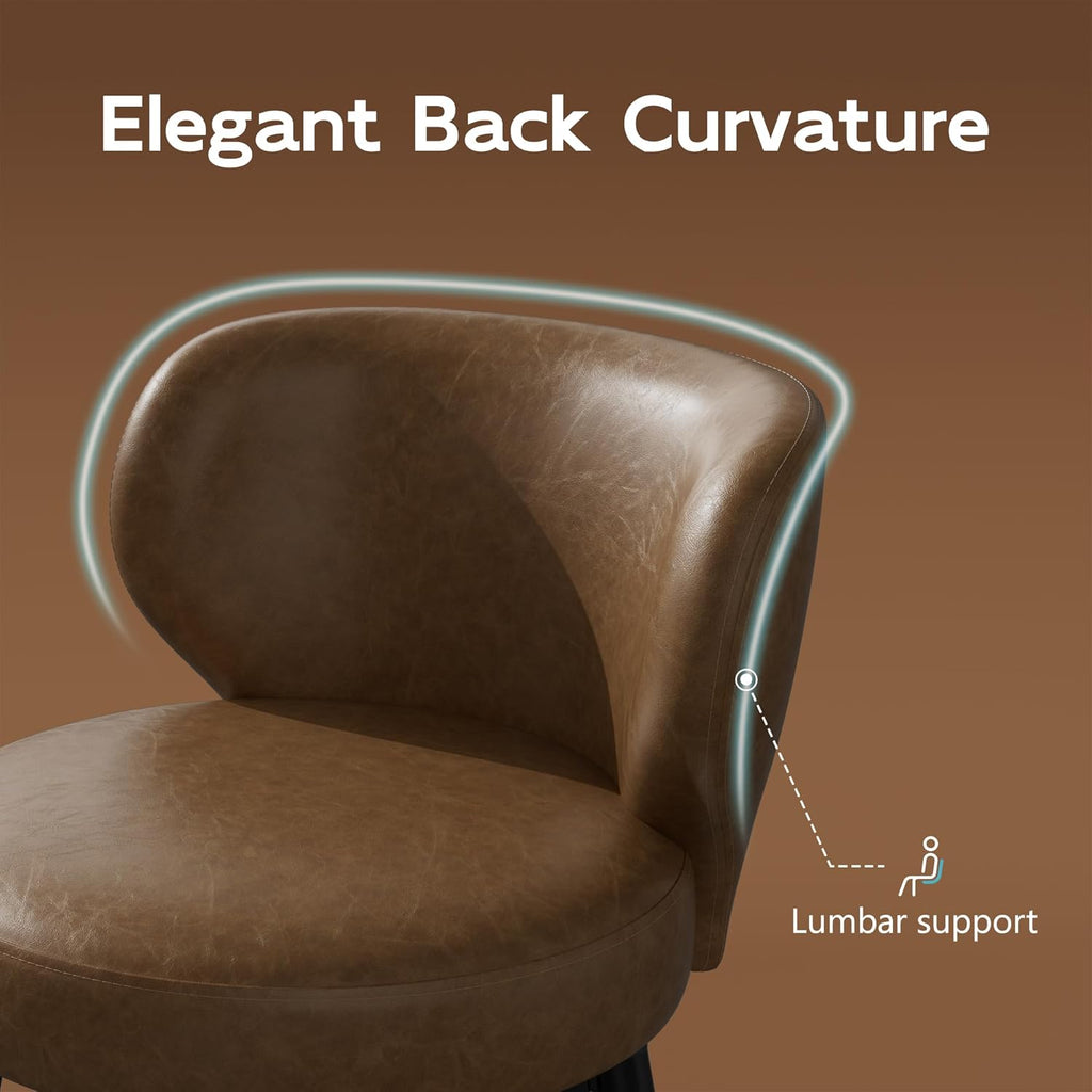 Bar Stools Set of 4, 26" Counter Height Swivel Leather Bar Stools, Upholstered Barstools with Back & Footrest Metal